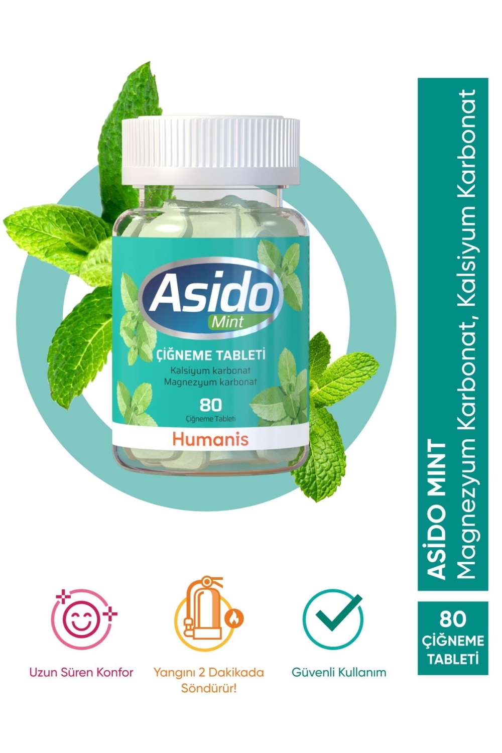 Asido Mint 80 Çiğneme Tableti - 1