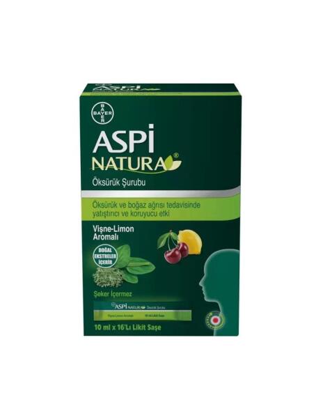 Aspi Natura Öksürük Şurubu Vişne Limon Aromalı 16x10 ml Likit Şase - 