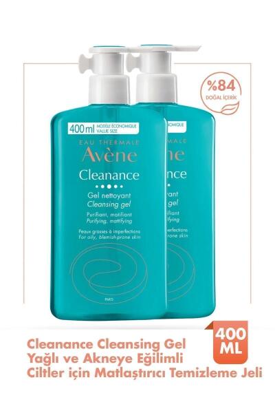 Avene Cleanance Cleansing Gel Yağlı ve Akneye Eğilimli Ciltler İçin Matlaştırıcı Temizleme Jeli 400 ml X 2 - AVENE