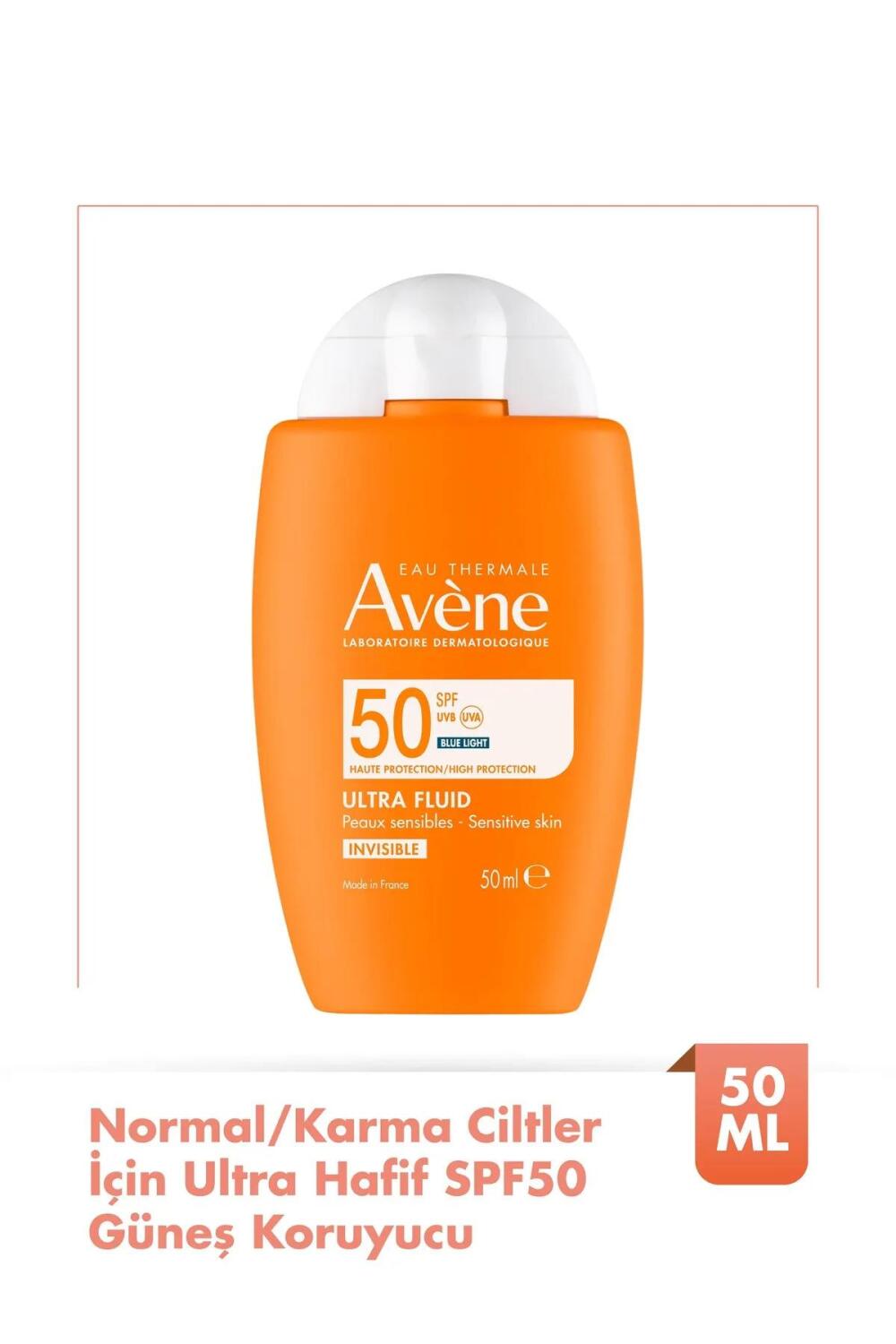 Avene Ultra Fluid Invisible SPF50 Normal ve Karma Ciltler İçin Çok Yüksek Korumalı Güneş Kremi - 1