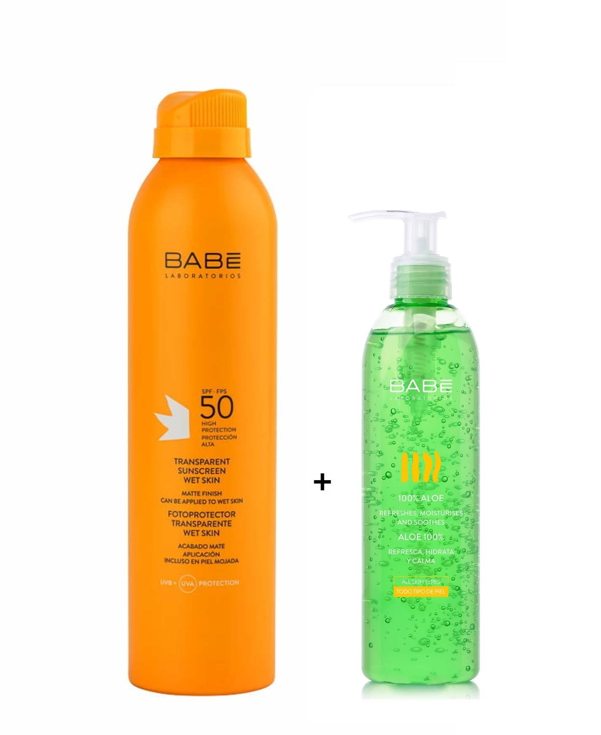 Babe Transparent Sunscreen Wet Skin Güneş Losyonu SPF 50 200 ML (Babe Aloe Vera Gel 90 Ml Hediyeli) - 1