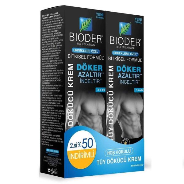 Bioder Bitkisel Erkekler için 100 ml 2 Adet Tüy Dökücü Krem - BİODER