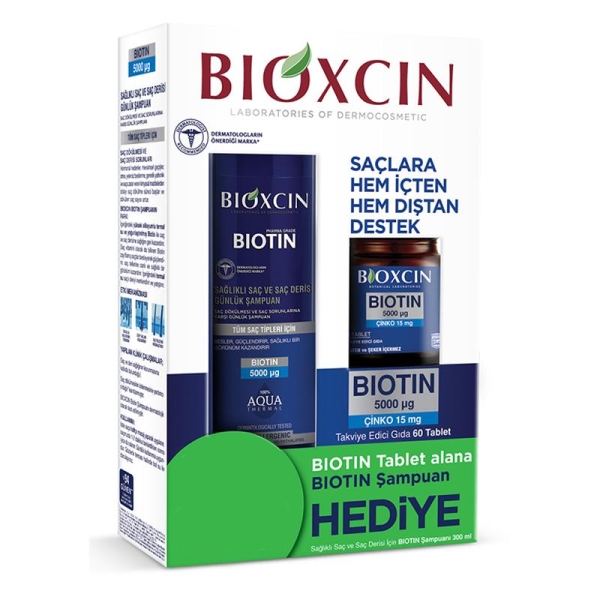 Bioxcin Biotin 5000 mg 60 Tablet + Biotin Şampuan 300 ml - 
