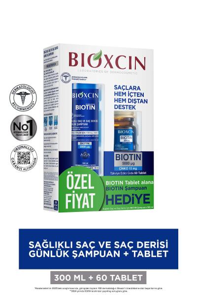 Bioxcin Biotin 5000 mg 60 Tablet + Biotin Şampuan 300 ml - BİOXCİN