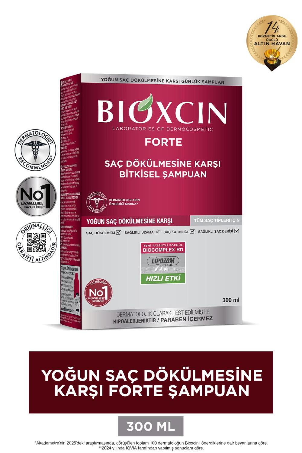 Bioxcin Forte Bitkisel Saç Dökülmesine Karşı Şampuan 300 ml - 1
