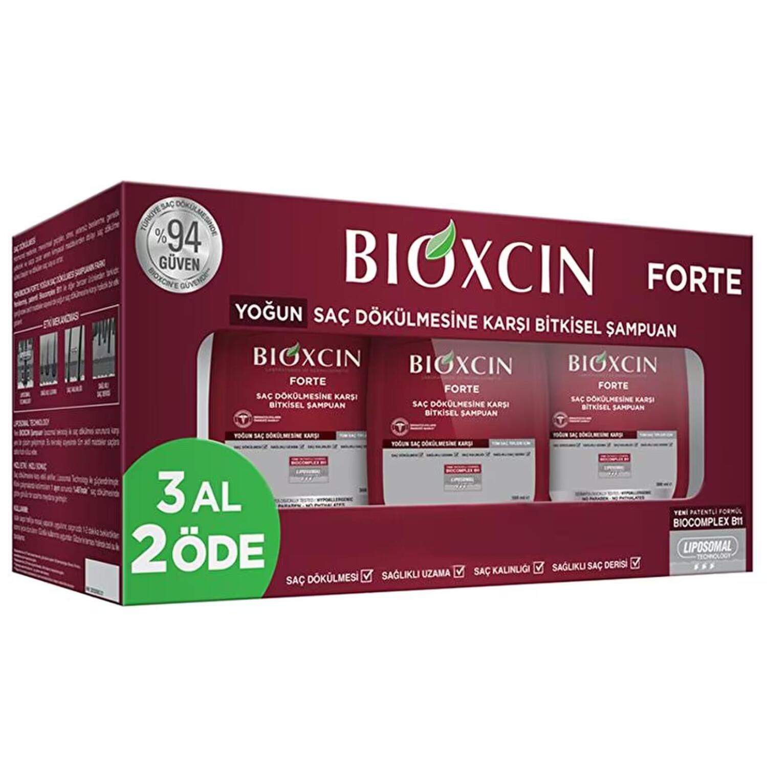 Bioxcin Forte Bitkisel Saç Dökülmesine Karşı Şampuan 3x300 ml - 2
