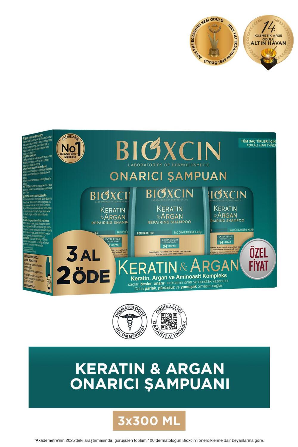 Bioxcin Keratin ve Argan Onarıcı Şampuan 300 ml 3 al 2 öde - 1
