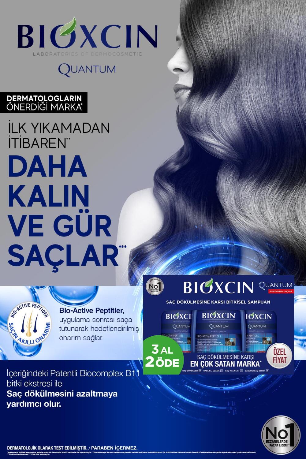 Bioxcin Quantum Kuru ve Normal Saçlar Hacim Veren Şampuan 3x300 ml - 8