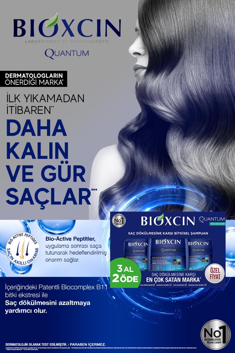 Bioxcin Quantum Yağlı Saçlar Hacim Veren Şampuan 3x300 ml - 8