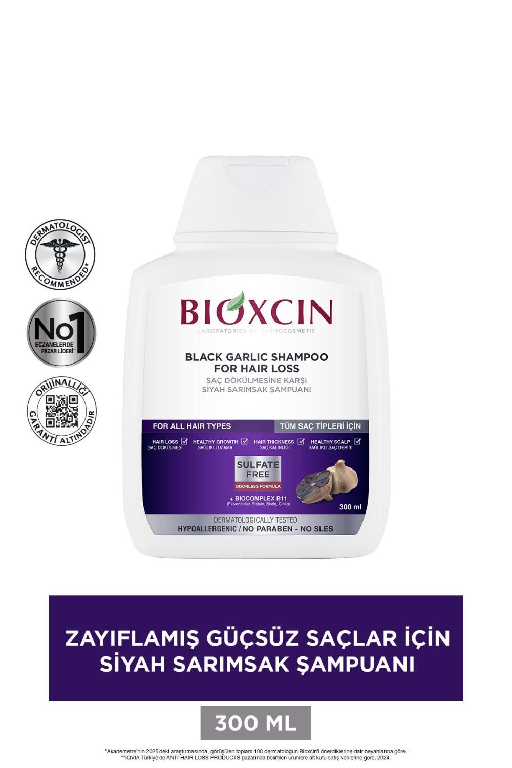 Bioxcin Siyah Sarımsaklı Saç Dökülmesine Karşı Sülfatsız Şampuan 3x300 ml - 4
