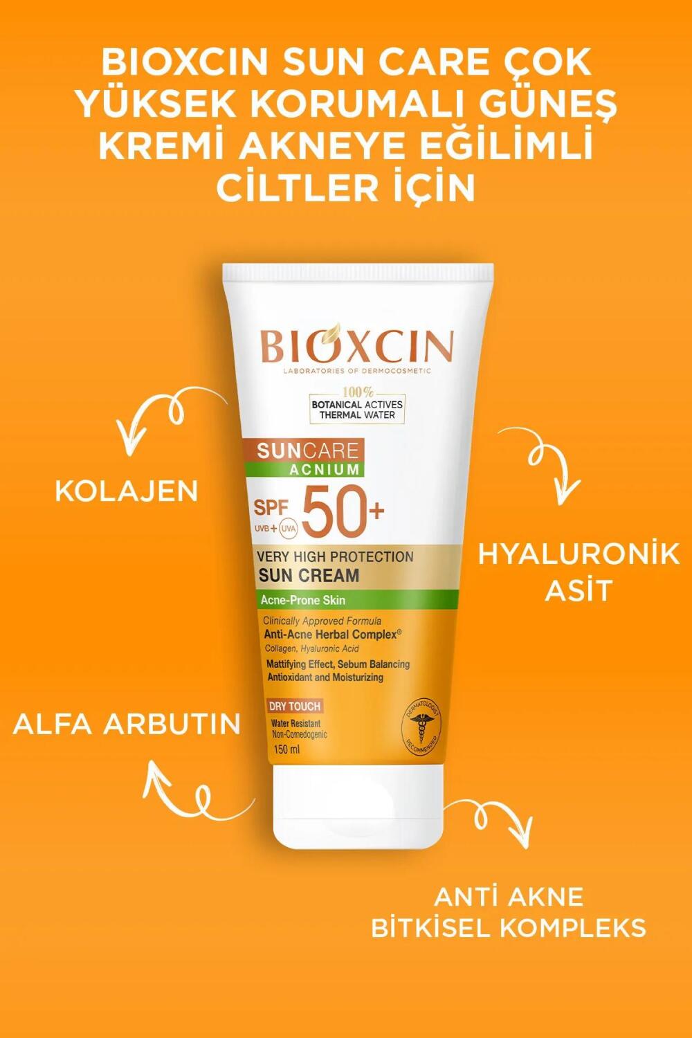 Bioxcin Sun Akneye Eğilimli Cilt Güneş Kremi SPF50 + 150 ml - 5