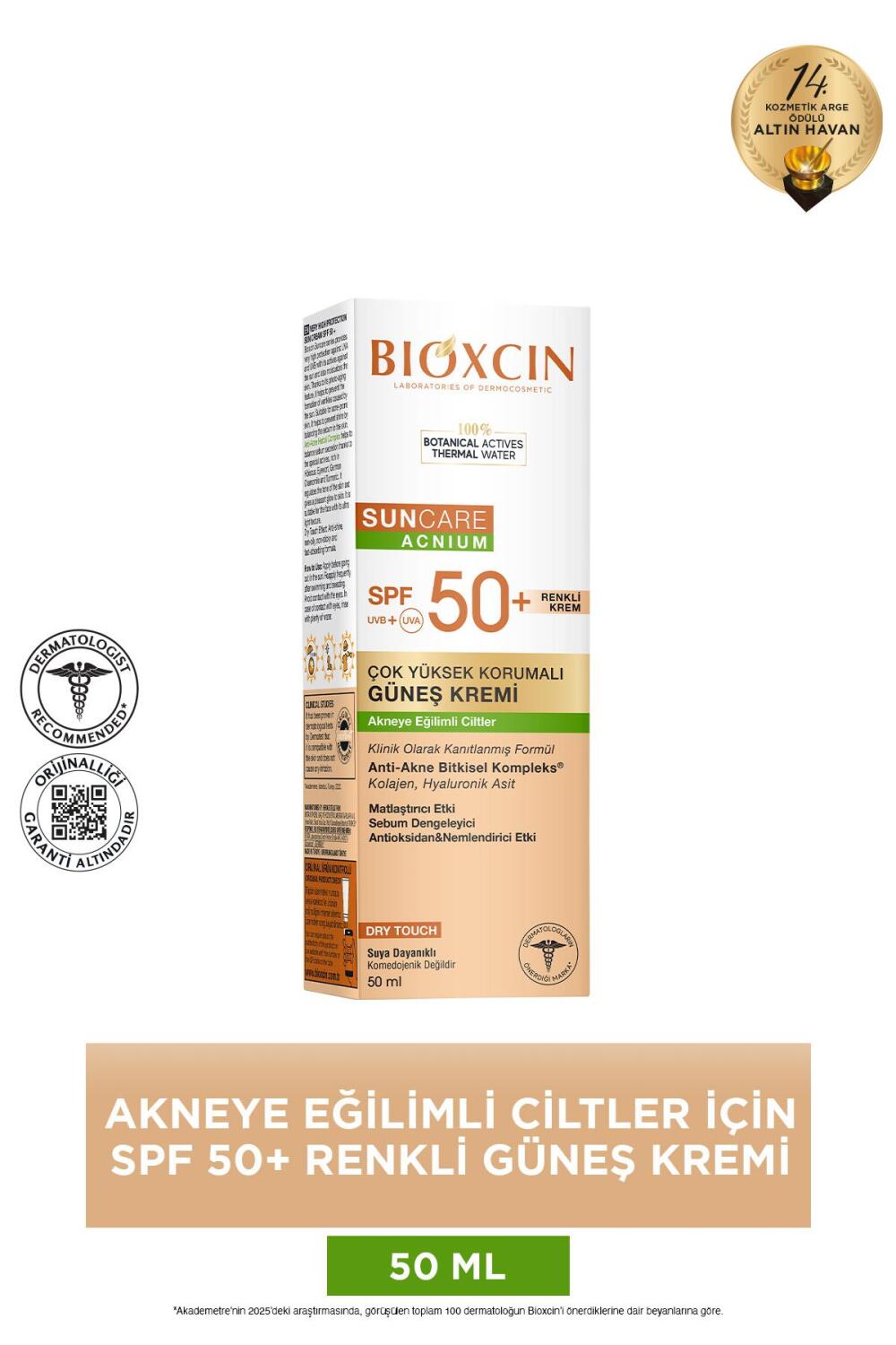 Bioxcin Suncare Acnium Tinted SPF50 Güneş Kremi 50 Ml - 1