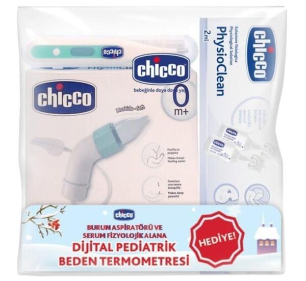 Chicco Kış Paketi - Physio Clean Serum Fizyolojik + Burun Aspiratörü + Dijital Pediatrik Beden Termometresi - CHICCO