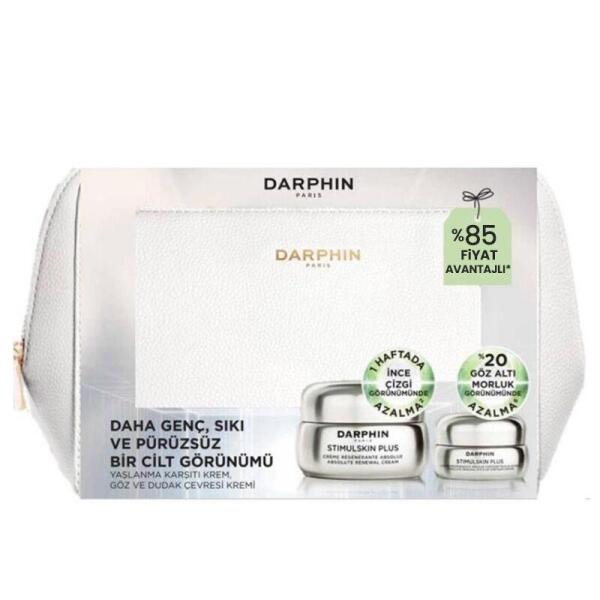 Darphin Stimulskin Beyaz Çantalı Set - Renewal Cream 50 ml + Stimulskin Plus Eye Cream 15 ml - DARPHIN
