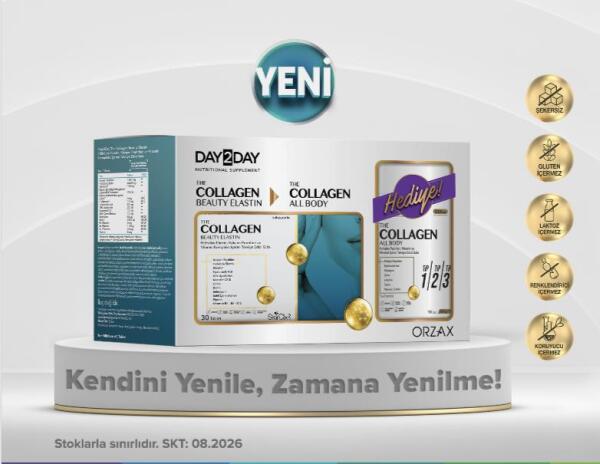 Day2Day The Collagen Beauty Elastin 30 Tablet + Day2Day The Collagen All Body 100 gr Hediyeli - ORZAX