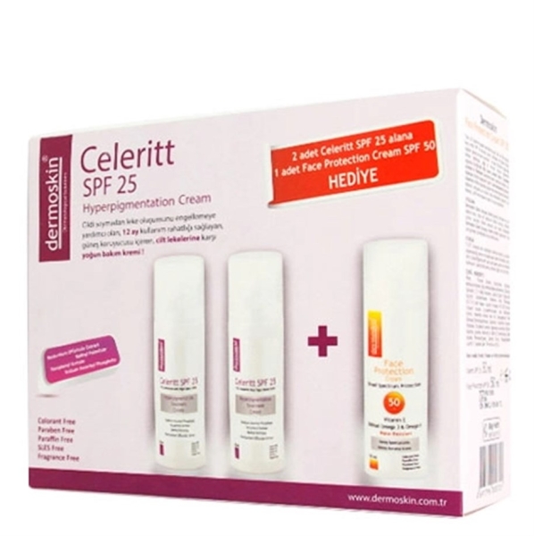 Dermoskin Celerit SPF 25 2x30 ml + Face Protection Cream SPF 50 Hediyeli - DERMOSKİN