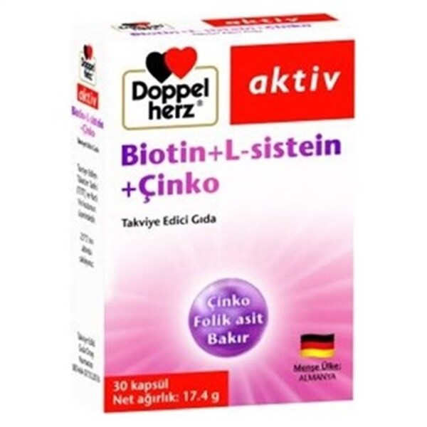 Doppelherz Aktiv Biotin + L-Sistein + Çinko 30 Kapsül - DOPPELHERZ