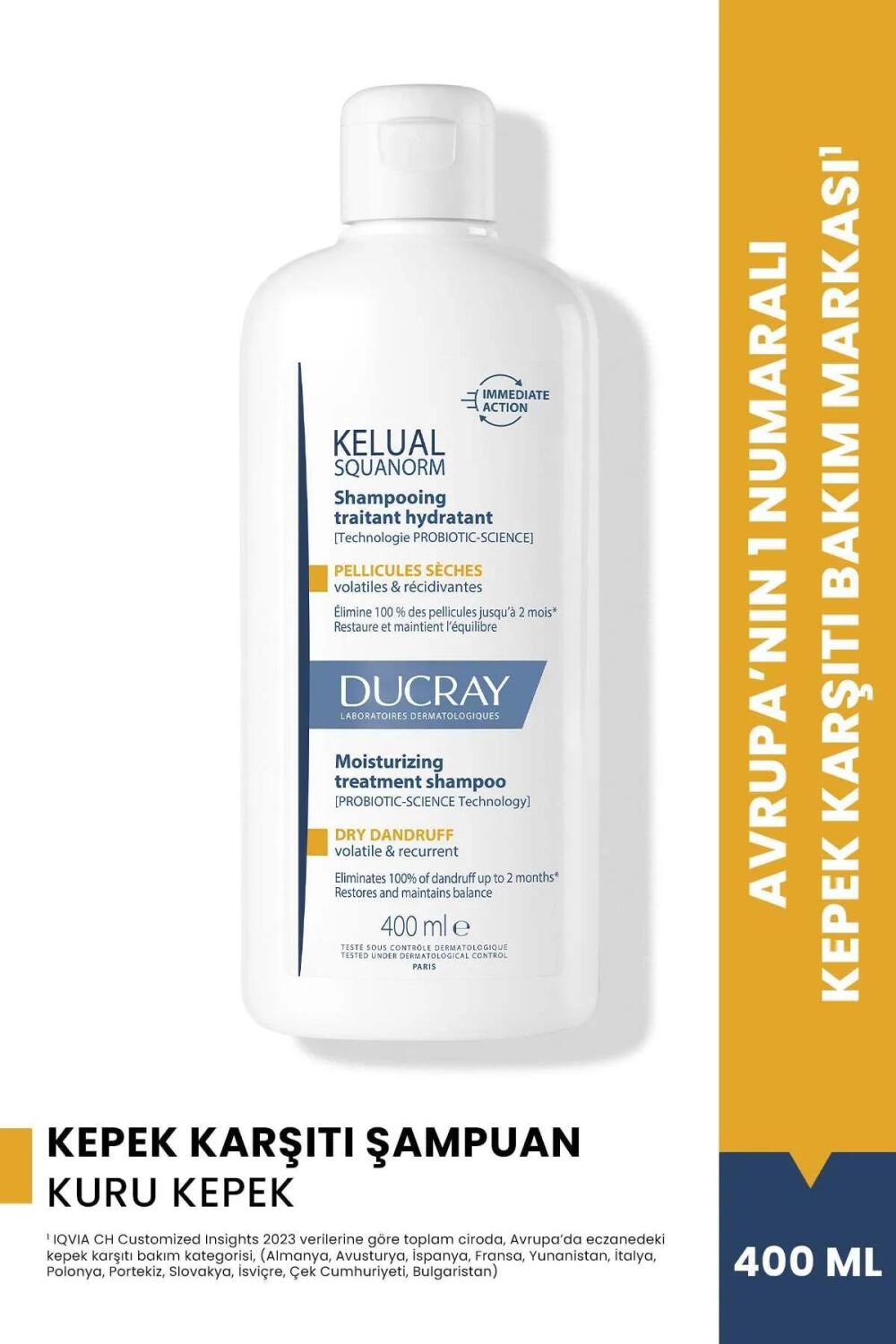 Ducray Kelual Squanorm Kuru Saçlar İçin Kepek Karşıtı Şampuan 400 ml - 1