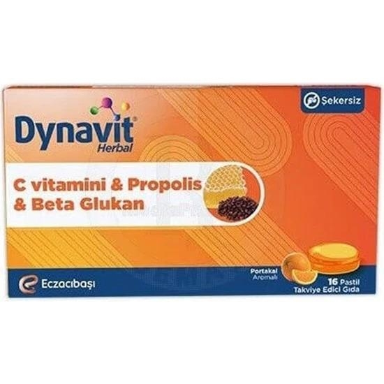 Dynavit Herbal Pastil Vitamin C, Propolis & Beta Glukan Pastil 16 lı - 1