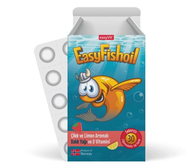 EasyFishoil Çocuk 30 Çiğneme Tableti Çilek ve Limon Aromalı - EASYVİT