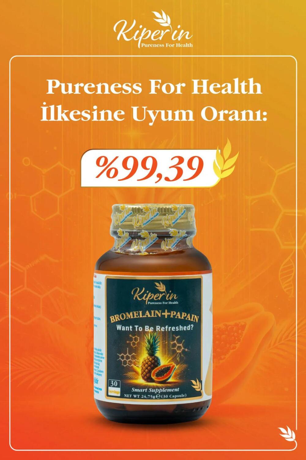 Kiperin Bromelain + Papain 30 Kapsül - 4