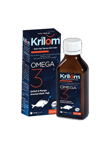 Krilom Omega 3 Şeftali & Mango Aromalı Balık Yağı 200 ml - TAB İLAÇ