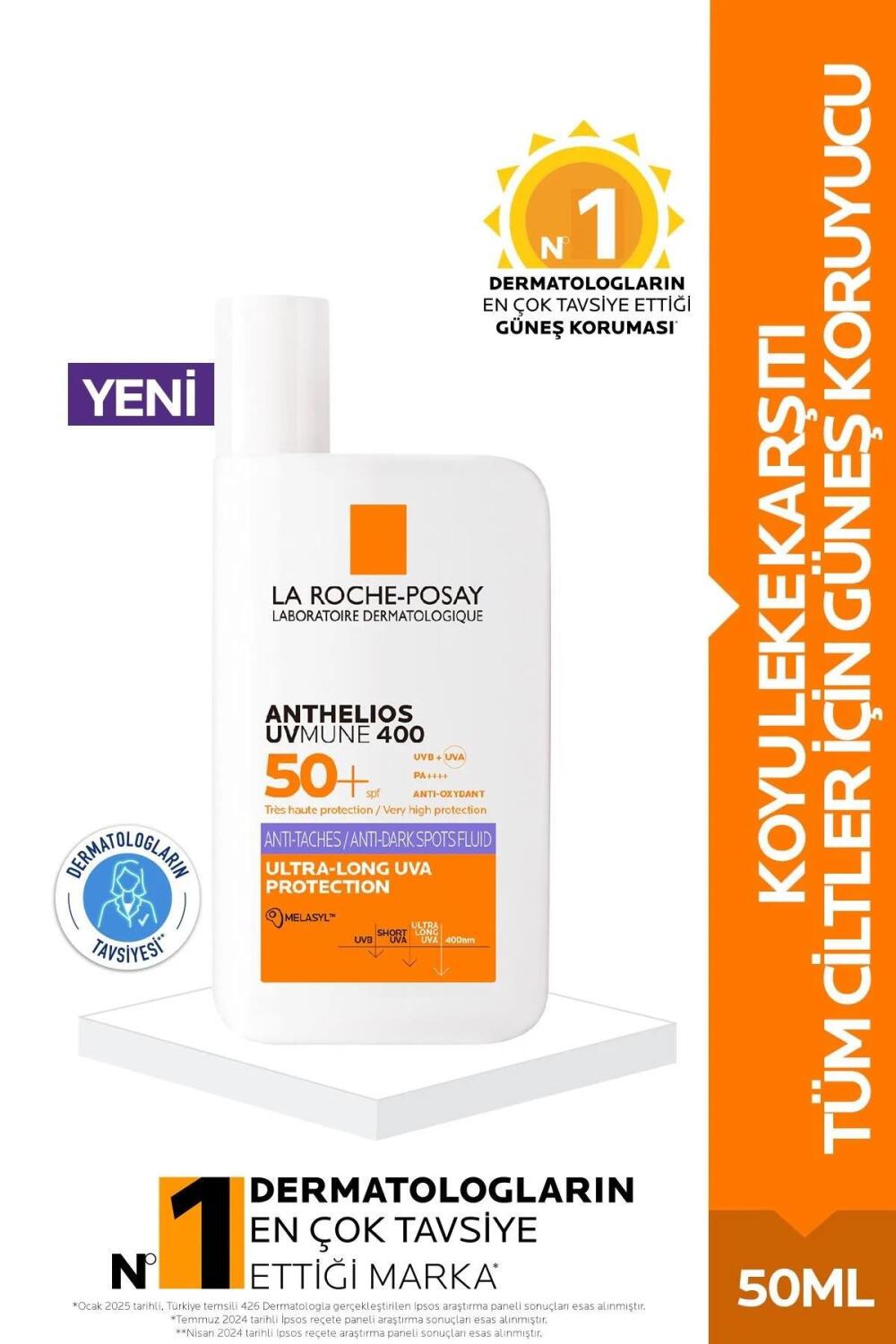 La Roche Posay Anthelios Uvmune Anti Dark Spots Fluıd SPF50+ 50 ML Lekeli Ciltlere Özel Güneş Kremi - 2
