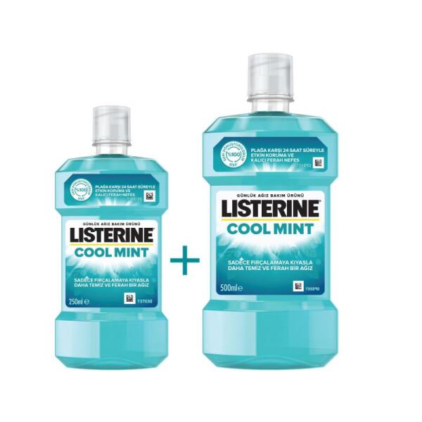 Listerine Cool Mint Ağız Bakım Suyu 500 ml +250 ml - LİSTERİNE
