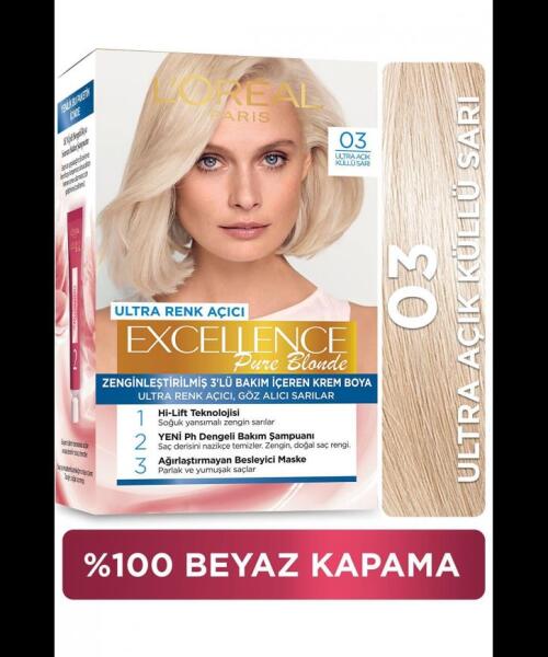 Loreal Paris Excellence Pure Blonde 03 Ultra Açık Küllü Sarı - LOREAL PARİS 