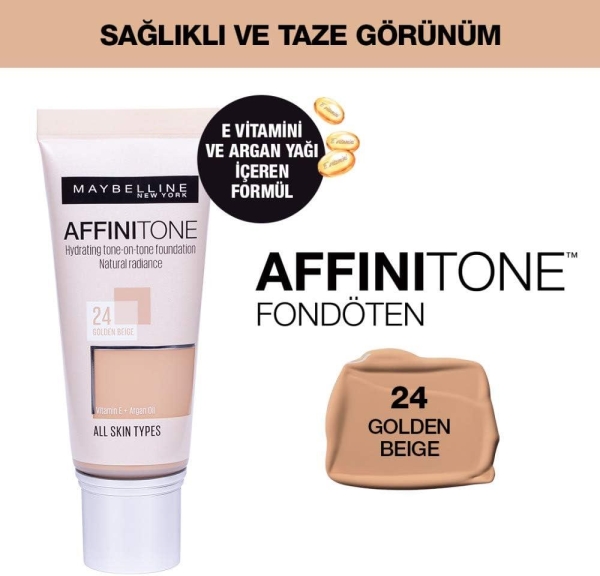 Maybelline Affinitone Foundation 24 Golden Beige - 1