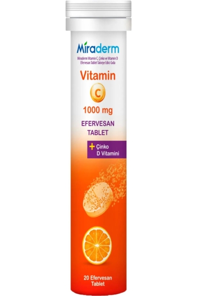 Miraderm Vitamin C 1000 mg Efervesan 20 Tablet - MİRADERM