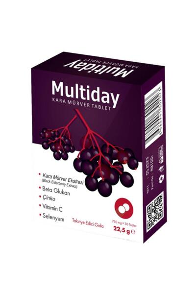 MULTİDAY Kara Mürver 30 Tablet C Vitamin 'li - MB İLAÇ
