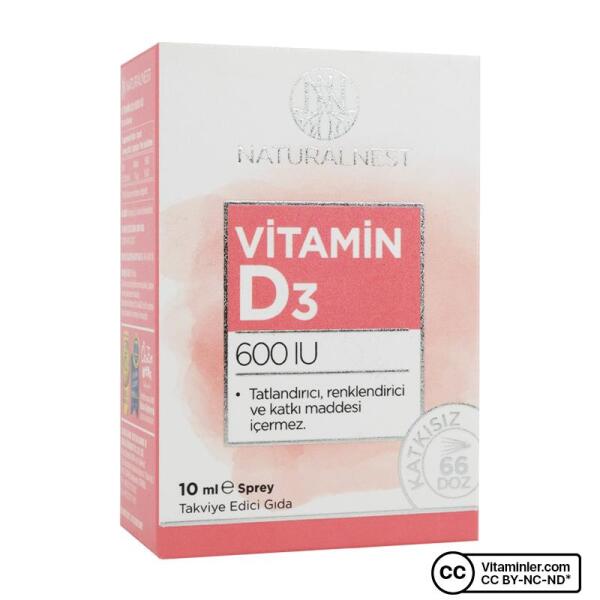 Naturalnest Vitamin D3 600 IU Sprey 10 ml - NATURALNEST