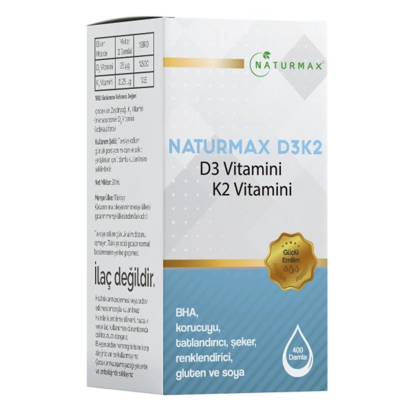 Naturmax D3K2 Takviye Edici Gıda Damla 20ml - NATURMAX