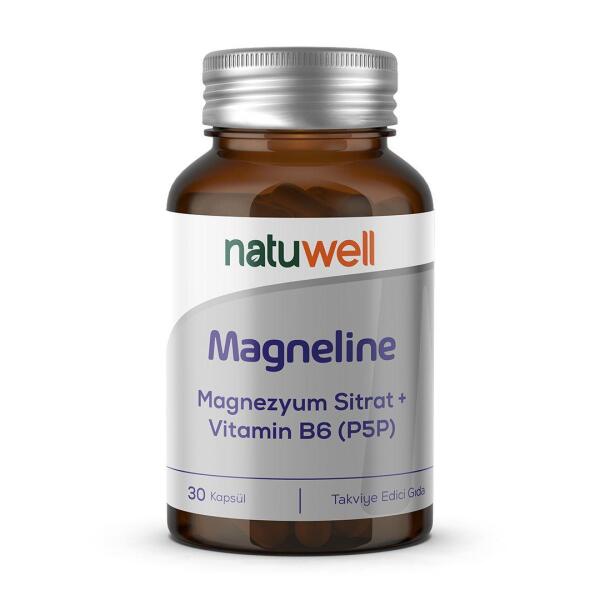 Natuwell Magneline Magnezyum Sitrat P5P - Vitamin B6 30 Kapsül - NATUWELL