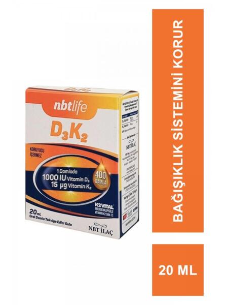 NBTLife D3K2 Vitamin D3 Vitamin K2 Oral Damla 20ml - NBT LIFE