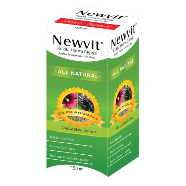 Newvit Kekik Hatmi Çiçeği İçeren Çilek Aromalı 150 ml Şurup - NEWVIT