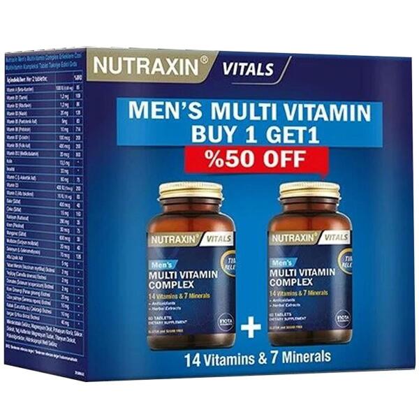 Nutraxin Mens Multi Vitamin Complex 60 Tablet - İkincisi %50 İndirimli - NUTRAXİN
