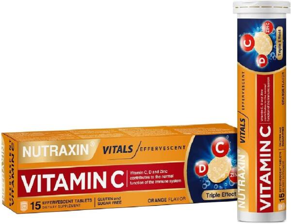 Nutraxin Vitamin C-D-Zinc 15 Efervesan Tablet - NUTRAXİN