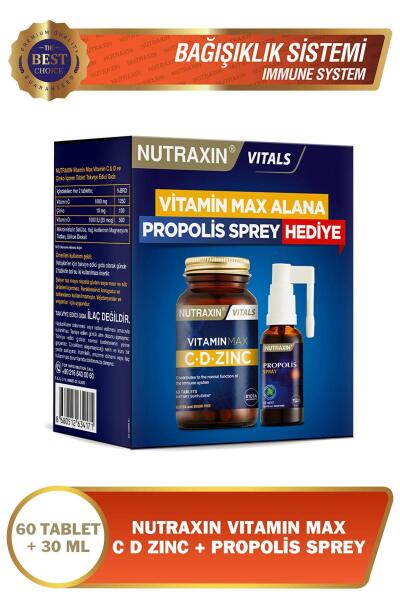 Nutraxin Vitamin Max C-D-Zinc 60 Tablet + Propolis Spray 30 Ml - NUTRAXİN