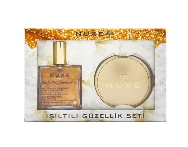 Nuxe Işıltılı Güzellik Seti - Or Kuru Yağ 100 ml + Kompakt Pudra 25 gr - NUXE
