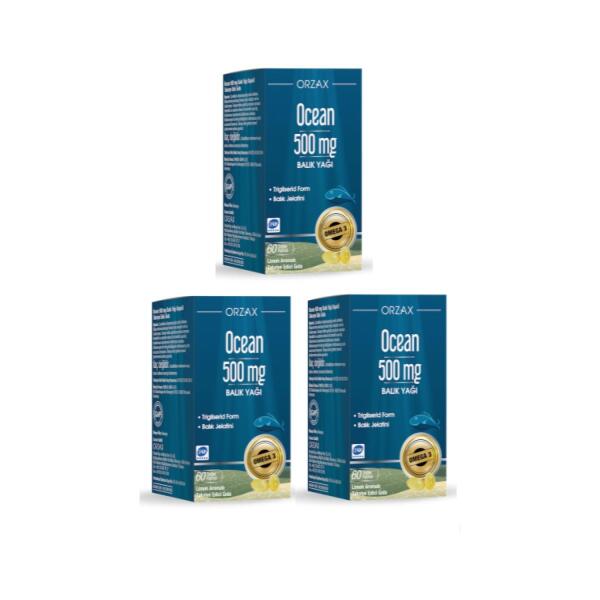 Ocean 500 mg Saf Balık Yağı 60 Kapsül 3 Adet - ORZAX