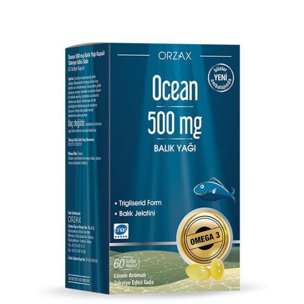 Ocean 500 mg Saf Balık Yağı 60 Kapsül 4 Adet - ORZAX