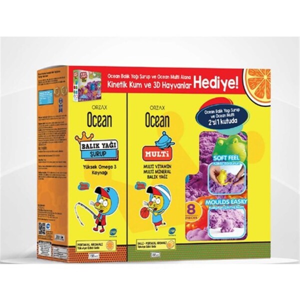 Ocean Balık Yağı Şurup 150ml + Multi Şurup 150ml Alana Kinetik Kum Hediye - ORZAX