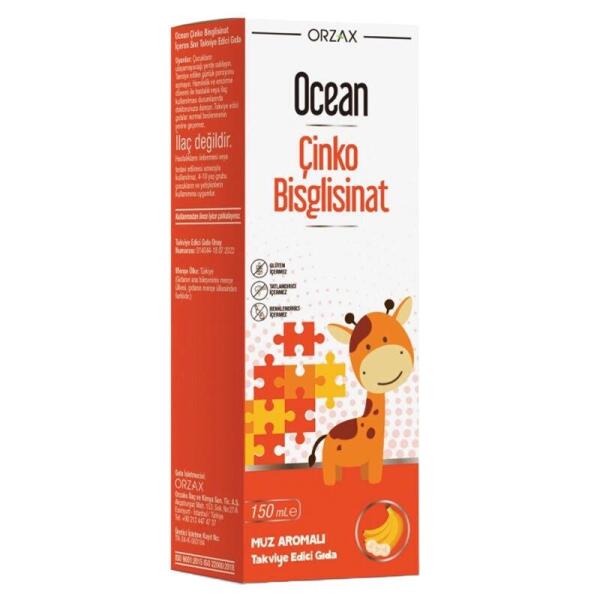 Ocean Çinko Bisglisinat Şurup Muz Aromalı 150 ml - ORZAX