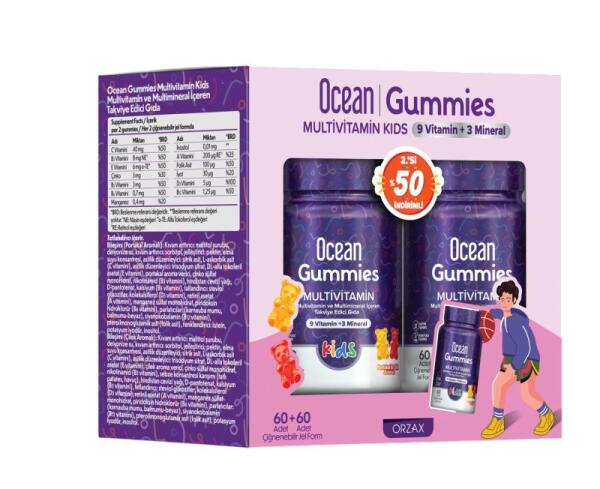 Ocean Gummies Multivitamin Kids 60 Çiğnenebilir Jel Form 2. %50 İndirimli - ORZAX
