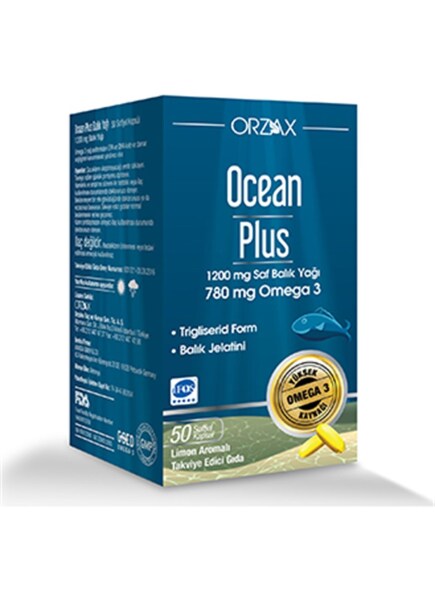 Ocean Plus 1200 mg Saf Balık Yağı 50 Kapsül - ORZAX