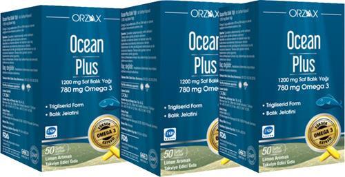 Ocean Plus Balık Yağı 1200 mg 50 Kapsül 3 Adet - ORZAX