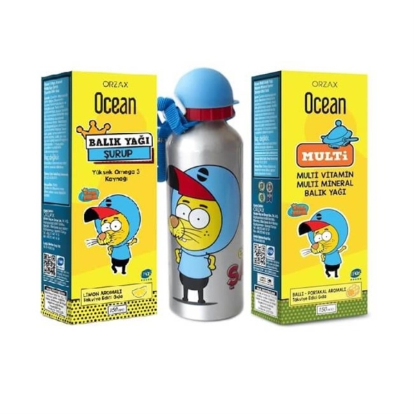 Ocean Portakallı Balıkyağ+Multi Şurup150m+ Matara Hediyeli - ORZAX