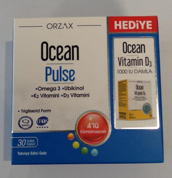 Ocean Pulse 30 Softjel Kapsül (Ocean Vitamin D3 1000 IU Damla Hediyeli) - ORZAX